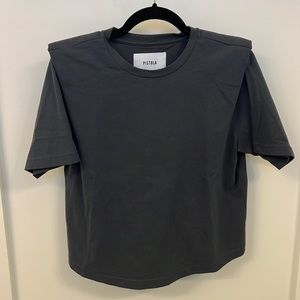PISTOLA Brileigh Shoulder Pad Pleat Top in Dove Grey in XS. NWOT